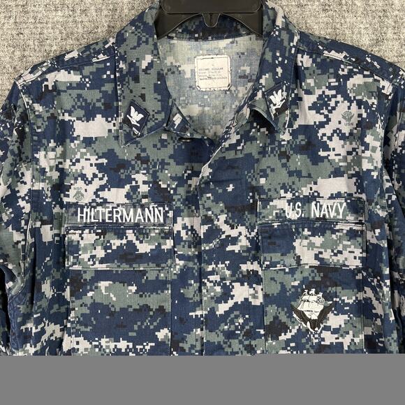 US NAVY SHIRT Men M Digital Camo Working Uniform Vintage Military Sailor 00s - Picture 3 of 8